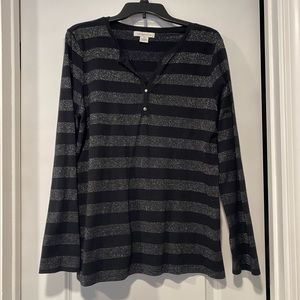 Black and Silver Striped Long Sleeve